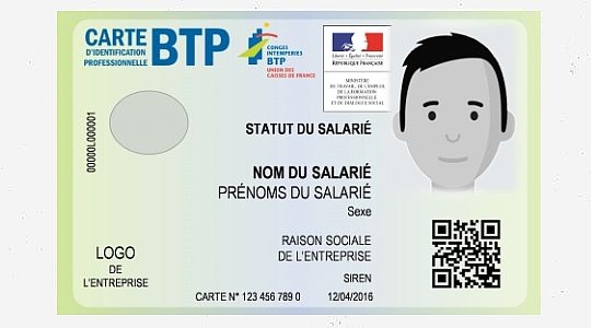 Carte professionnelle du BTP 2017 Carte professionnelle du BTP 2017